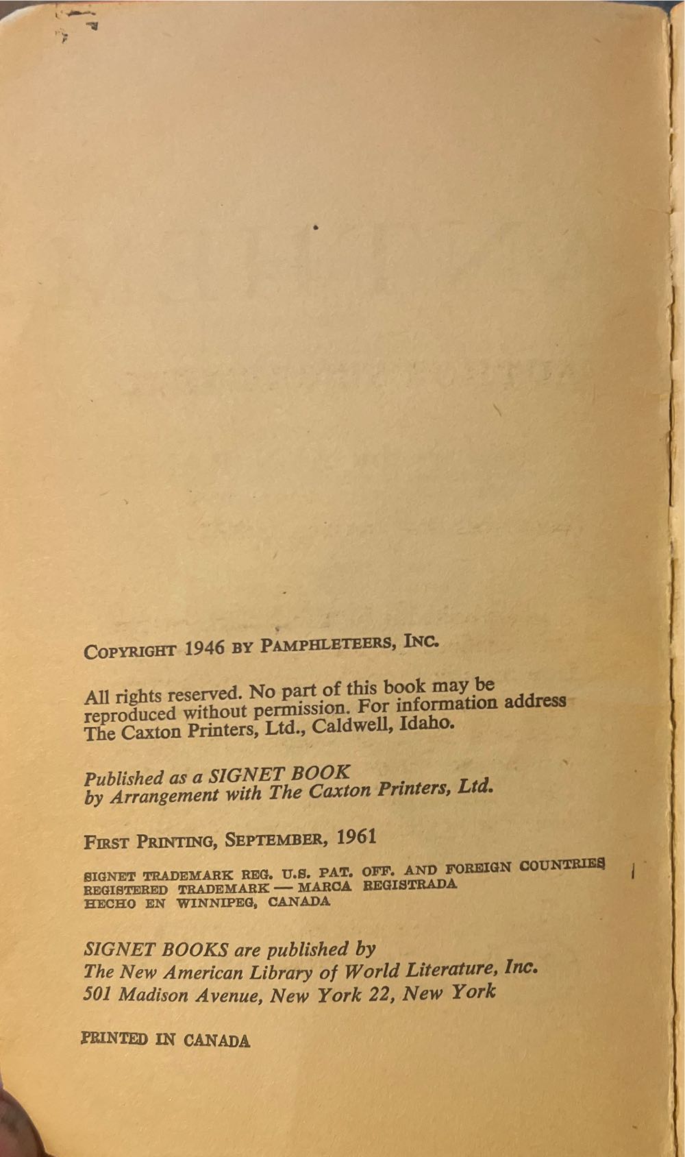 Anthem - Ayn Rand (A Signet Book - Paperback) book collectible - Main Image 3