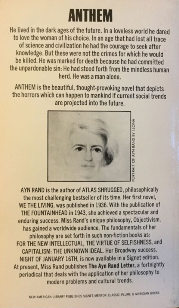 Anthem - Ayn Rand (Signet - Paperback) book collectible - Main Image 2