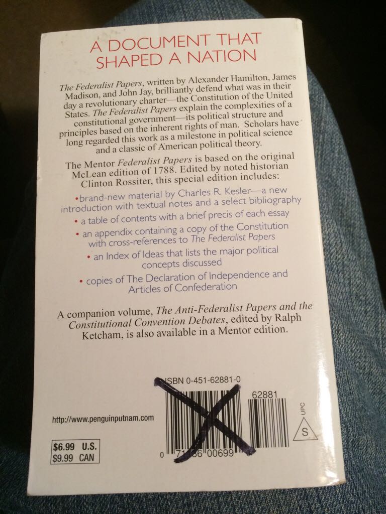 The Federalist papers - James Madison (Mentor - Paperback) book collectible [Barcode 9780451628817] - Main Image 2