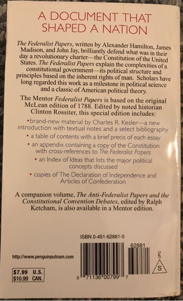 The Federalist Papers  (Penguin Putnam Inc) book collectible - Main Image 2