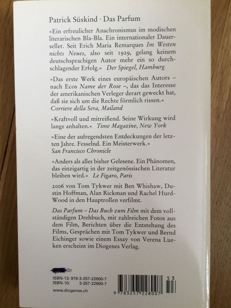 Das Parfum - Patrick Süskind (Diogenes - Paperback) book collectible [Barcode 9783257228007] - Main Image 2