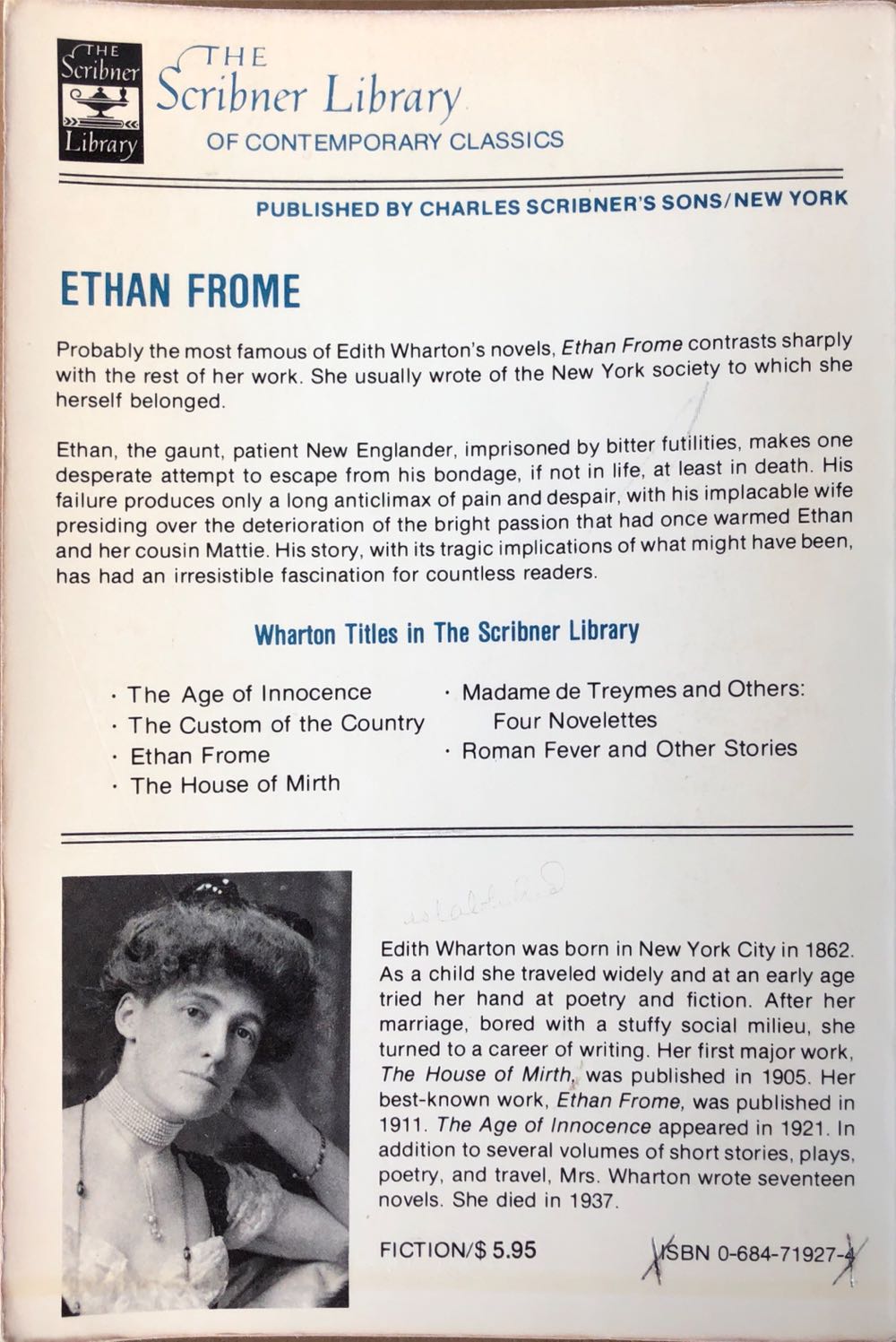 Ethan Frome - Edith Wharton (Scribner Book Company - Trade Paperback) book collectible [Barcode 9780684719276] - Main Image 3