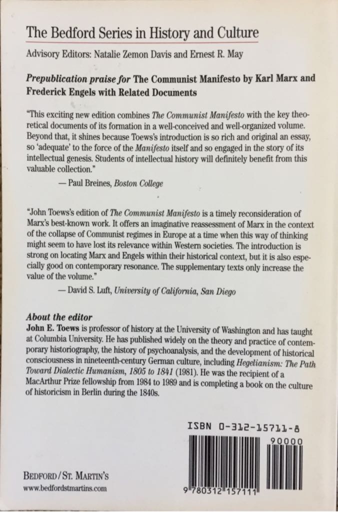 The Communist Manifesto - Karl Marx and Friedrich Engels (Bedford/st Martins - Paperback) book collectible [Barcode 9780312157111] - Main Image 2