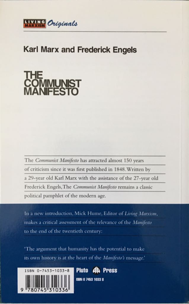 The Communist Manifesto - Karl Marx (Pluto Press - Paperback) book collectible [Barcode 9780745310336] - Main Image 2
