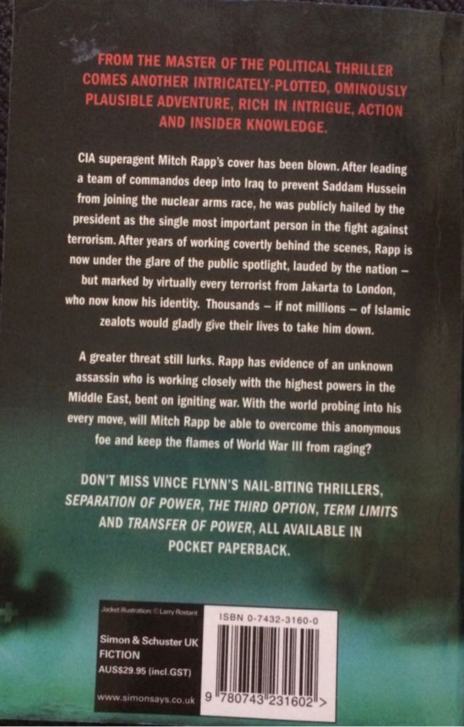 Executive Power - Vince Flynn (Simon & Schuster - Paperback) book collectible [Barcode 9780743231602] - Main Image 2