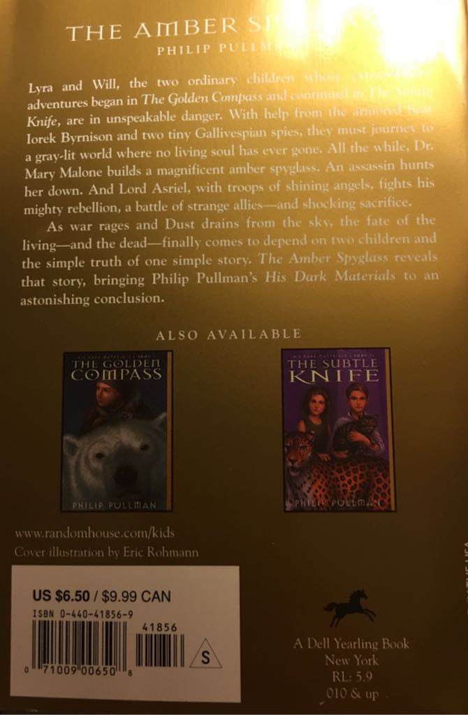 The Amber Spyglass - Philip Pullman (A Dell Yearling Book) book collectible - Main Image 2