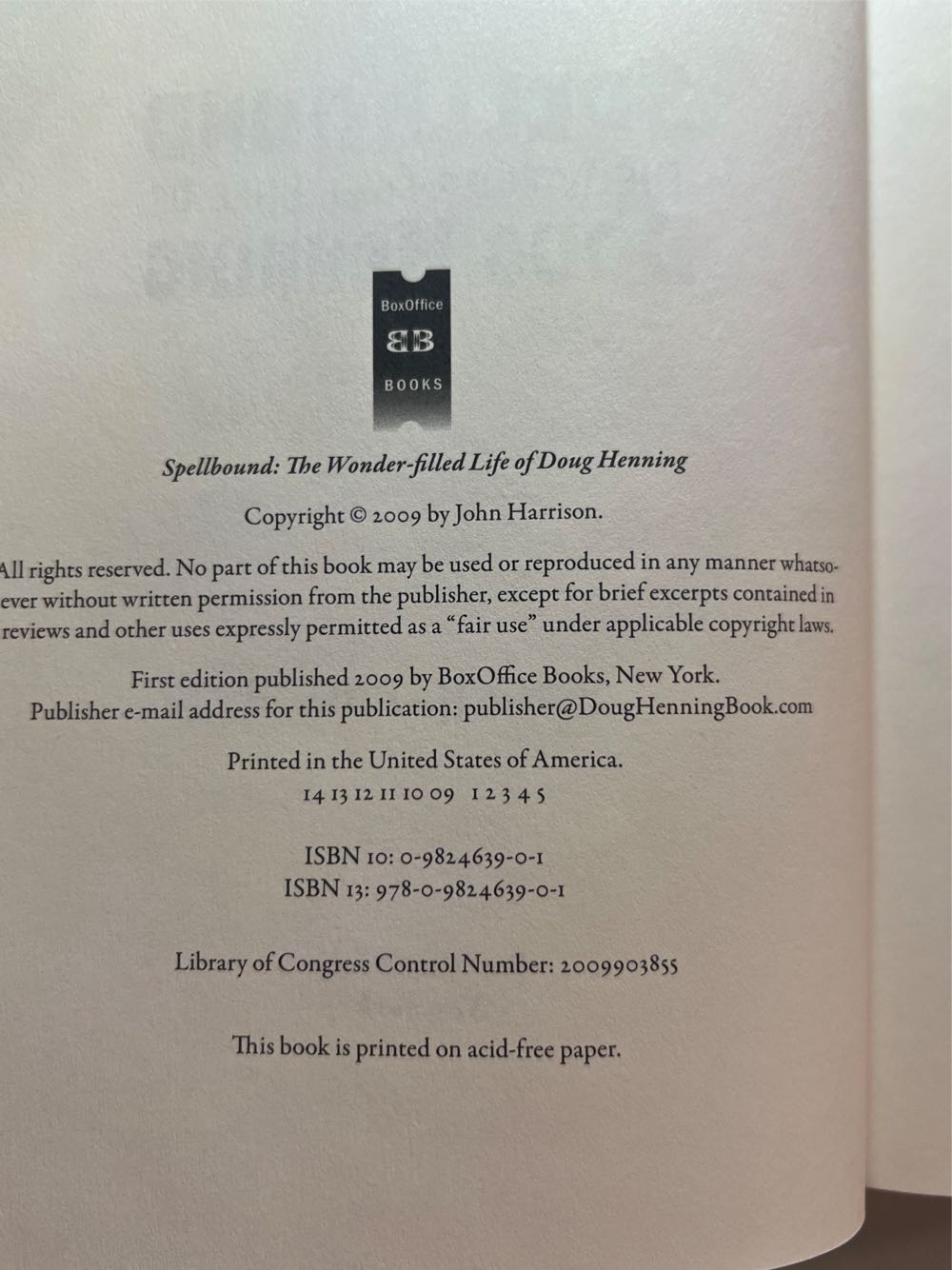 Spellbound - John Harrison (Boxoffice Books) book collectible [Barcode 9780982463901] - Main Image 2