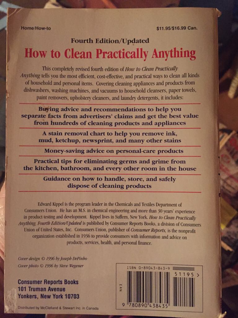 How to Clean Practically Anything - Consumer Reports (Consumer Reports Books - Paperback) book collectible [Barcode 9780890438435] - Main Image 2