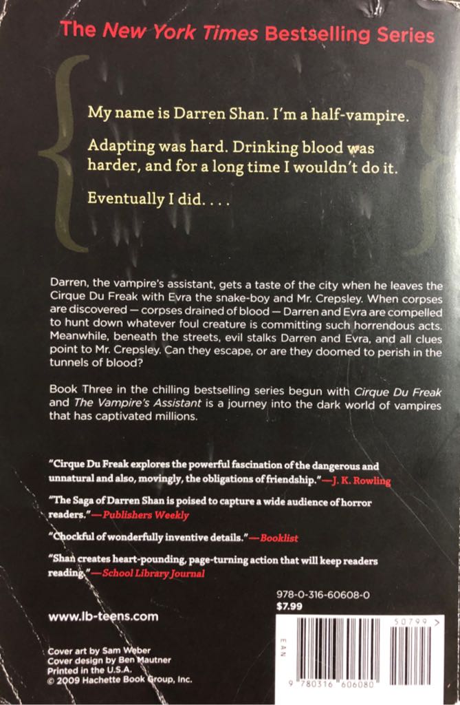 Tunnels Of Blood - Darren Shan (Little Brown and Company - Paperback) book collectible [Barcode 9780316606080] - Main Image 2