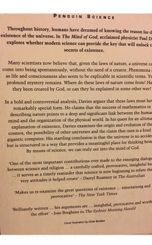 The Mind Of God - Paul Davies book collectible [Barcode 9780140176186] - Main Image 2