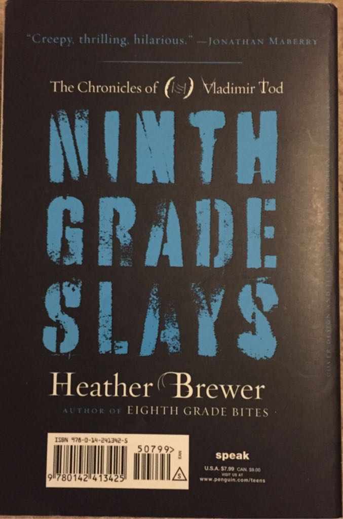 Vladimir Tod: Ninth Grade Slays - Heather Brewer (Penguin Group - Paperback) book collectible [Barcode 9780142413425] - Main Image 2