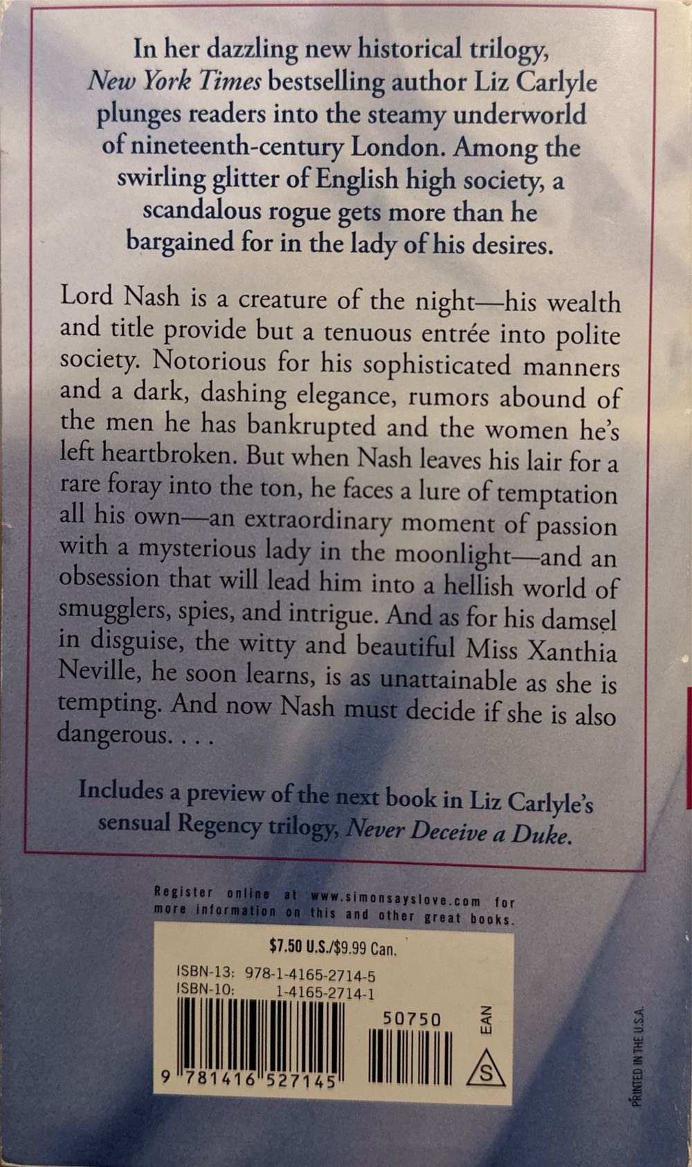 Never Lie To A Lady-discharged - Liz Carlyle (Pocket Books Romance - Paperback) book collectible [Barcode 9781416527145] - Main Image 2