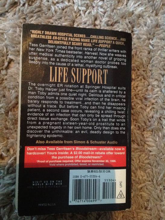 Life Support - Tess Gerritsen (Pocket - Paperback) book collectible [Barcode 9780671553043] - Main Image 2