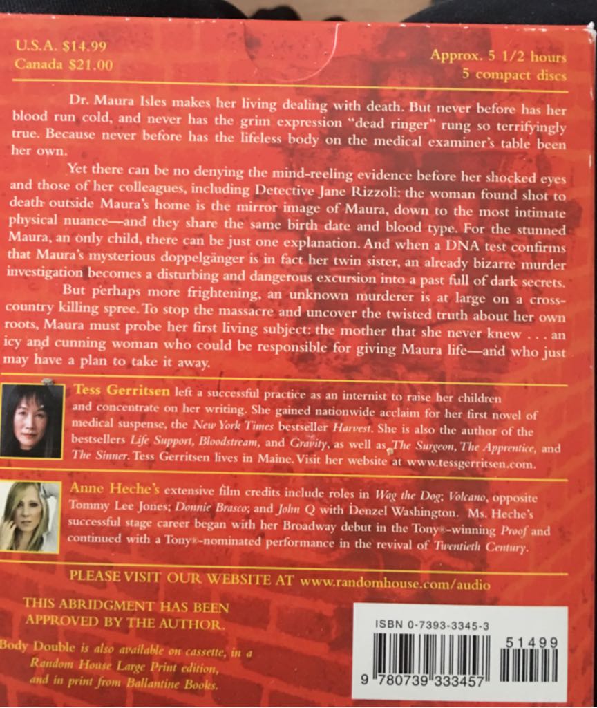 Body Double - Tess Gerritsen (Random House) book collectible [Barcode 9780739333457] - Main Image 2