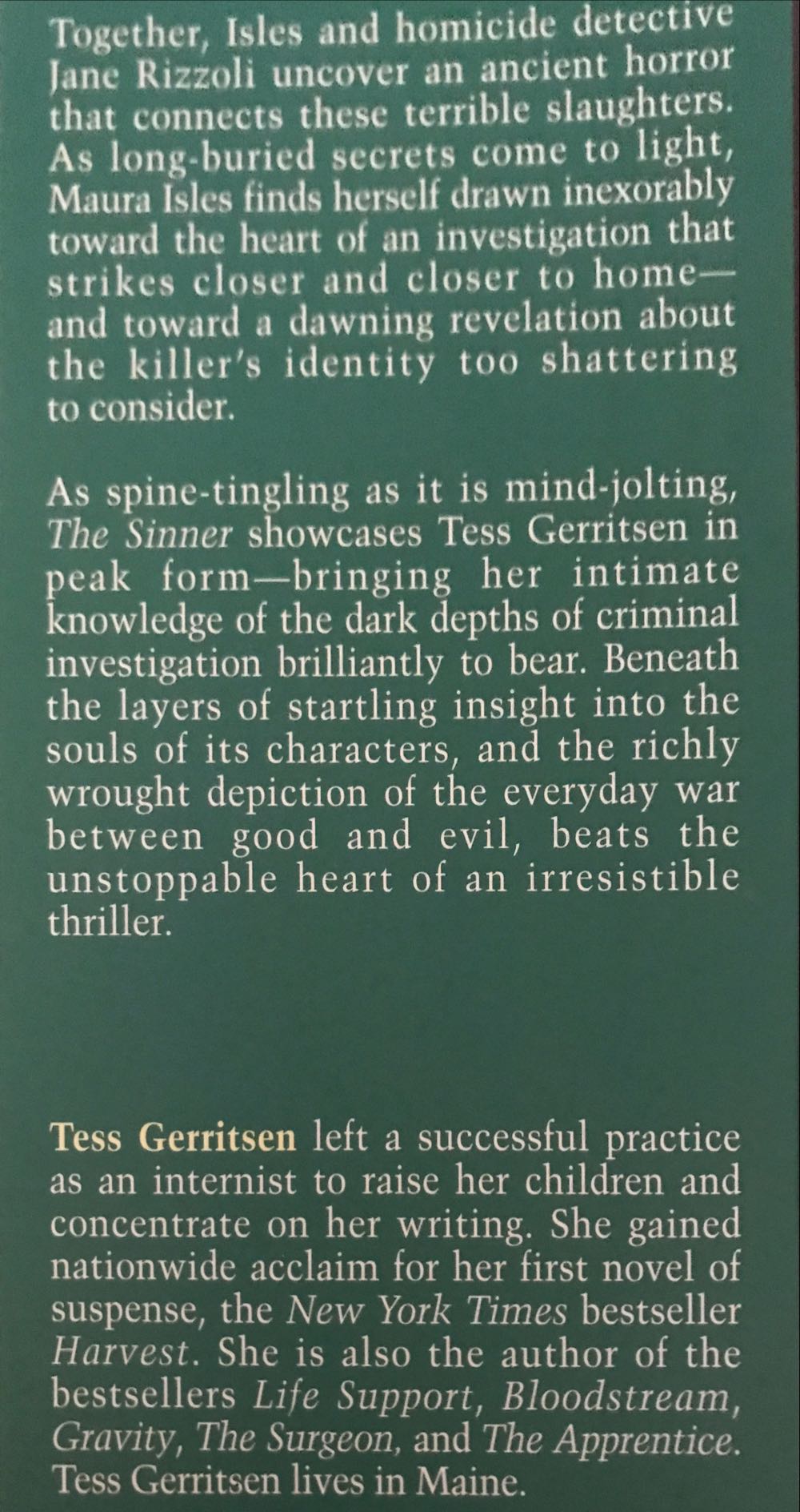 The Sinner - Tess Gerritsen (The Random House Publishing Group - Hardcover) book collectible [Barcode 9780345458919] - Main Image 3