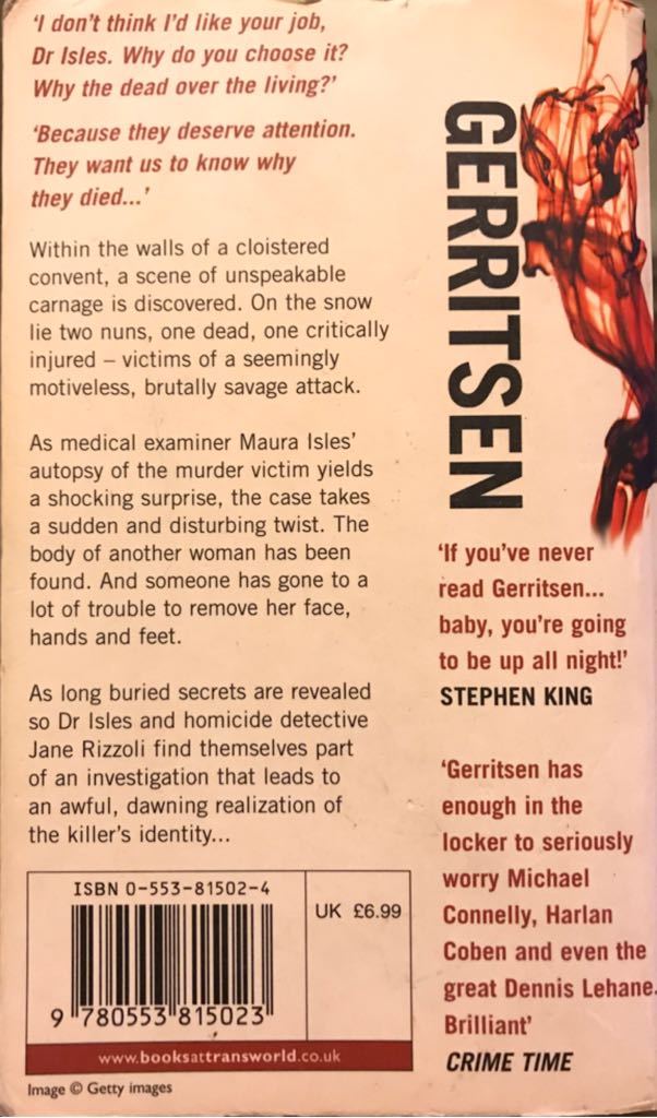 The Sinner - Tess Gerritsen (Bantam Books - Paperback) book collectible [Barcode 9780553815023] - Main Image 2