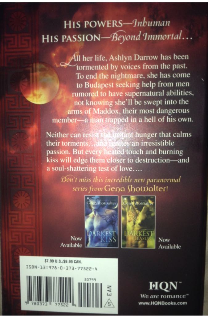 LOU 2: The Darkest Night - Gena Showalter (Harlequin Books - Paperback) book collectible [Barcode 9780373775224] - Main Image 2