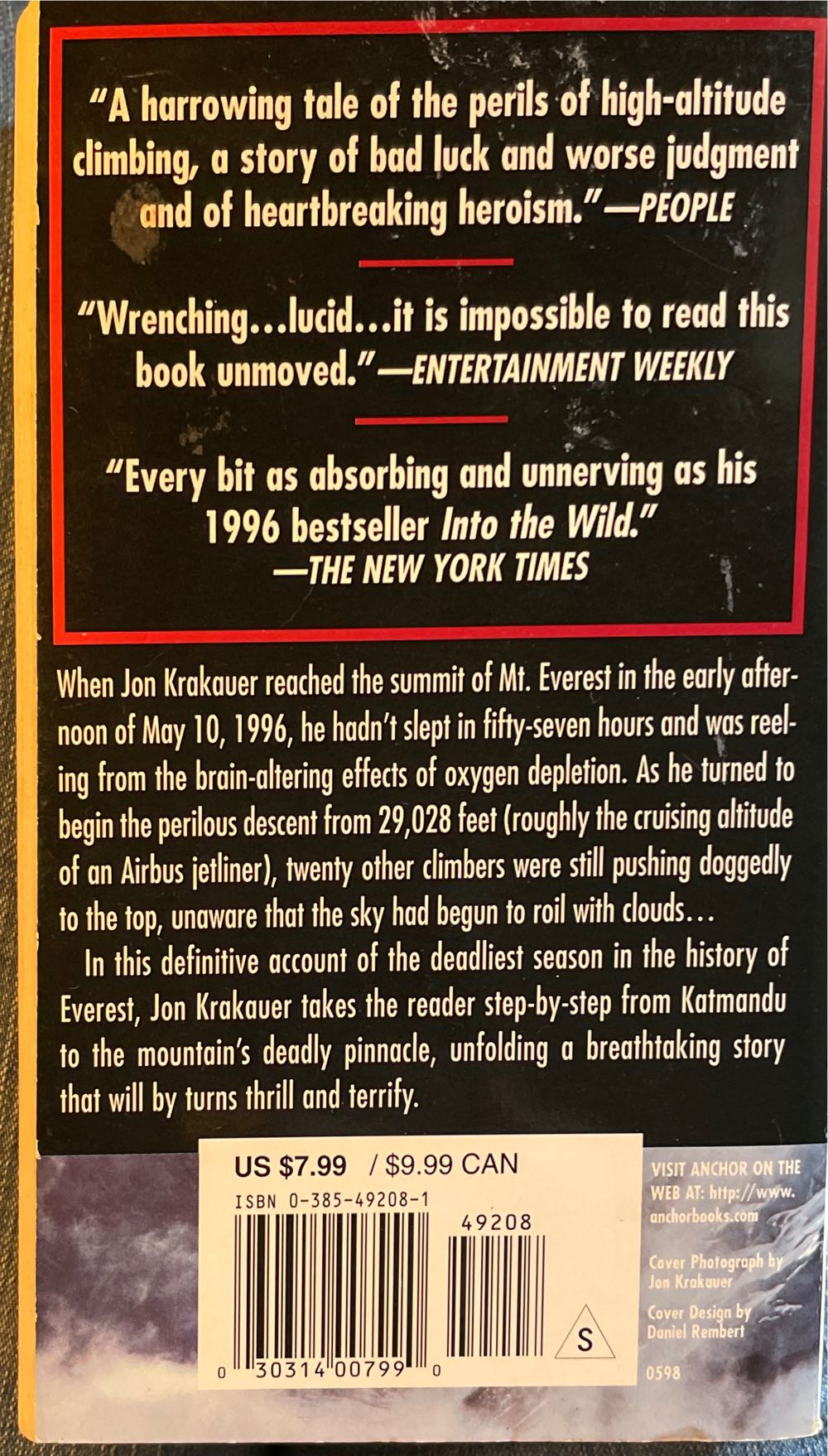 Into Thin Air - Jon Krakauer (Anchor Books - Paperback) book collectible [Barcode 9780385492089] - Main Image 2