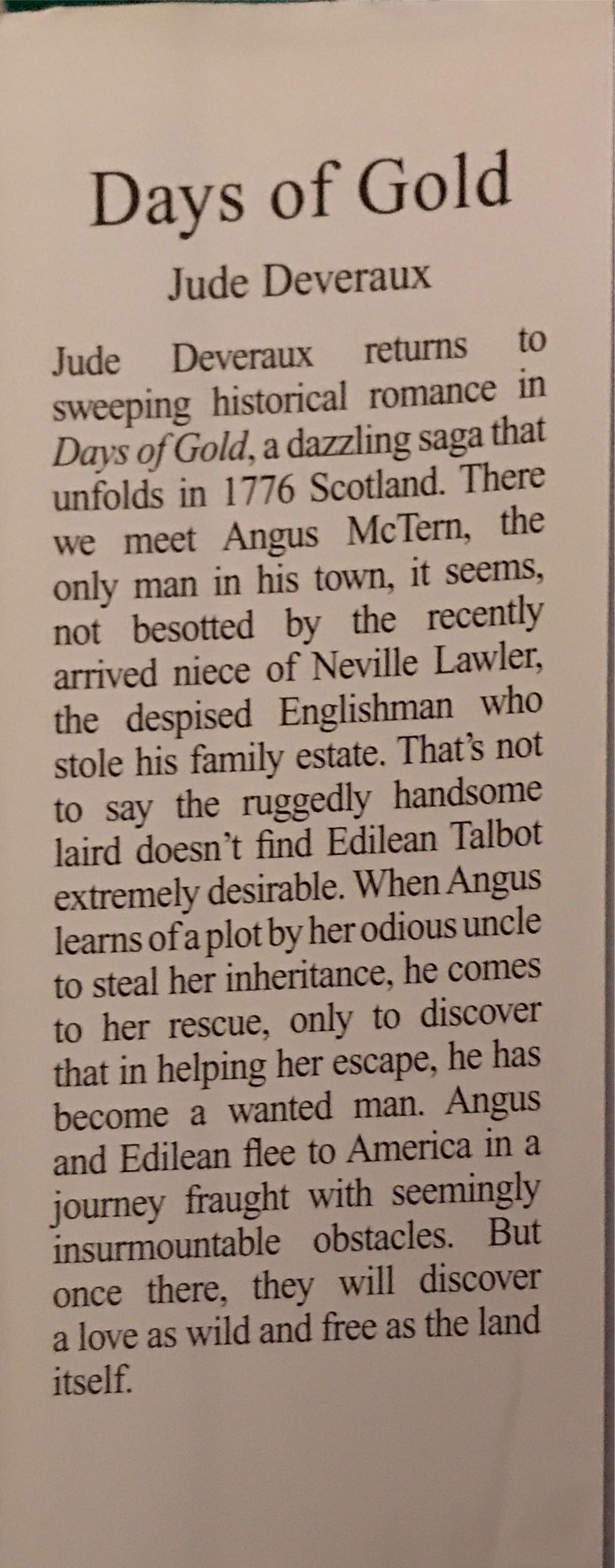 Days Of Gold - Jude Deveraux (Kindle) book collectible [Barcode 9781615238880] - Main Image 2