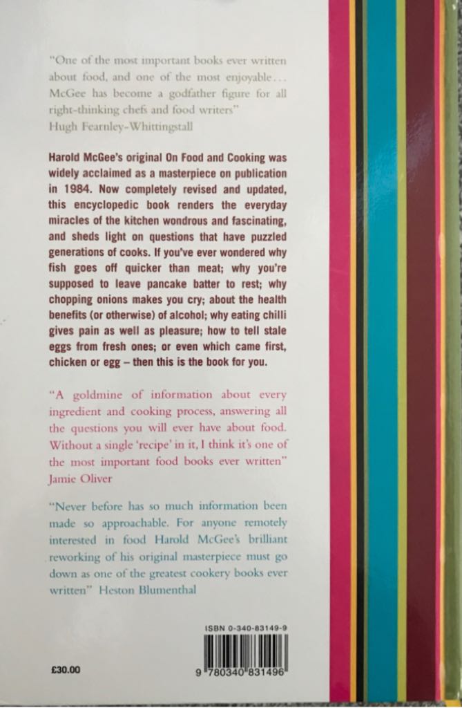 McGee On Food And Cooking - Harold McGee (Hodder & Stoughton - Hardcover) book collectible [Barcode 9780340831496] - Main Image 2