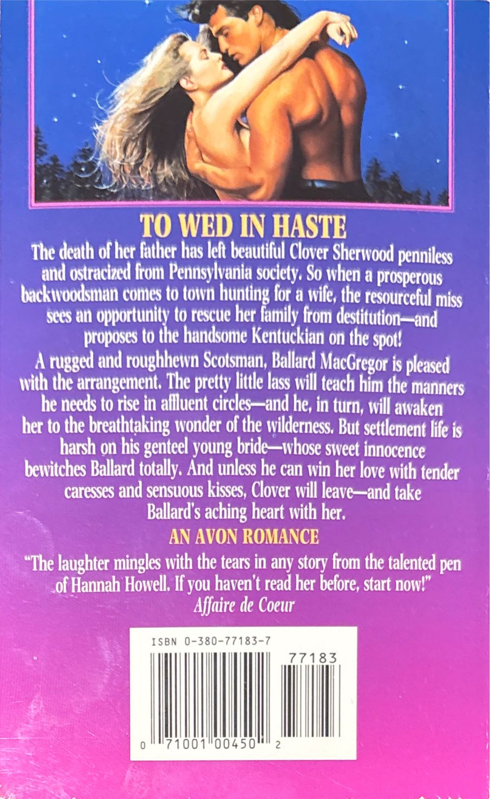 Hannah Howell: SA: Kentucky Bride - Hannah Howell (Avon Books - Paperback) book collectible [Barcode 9780380771837] - Main Image 2