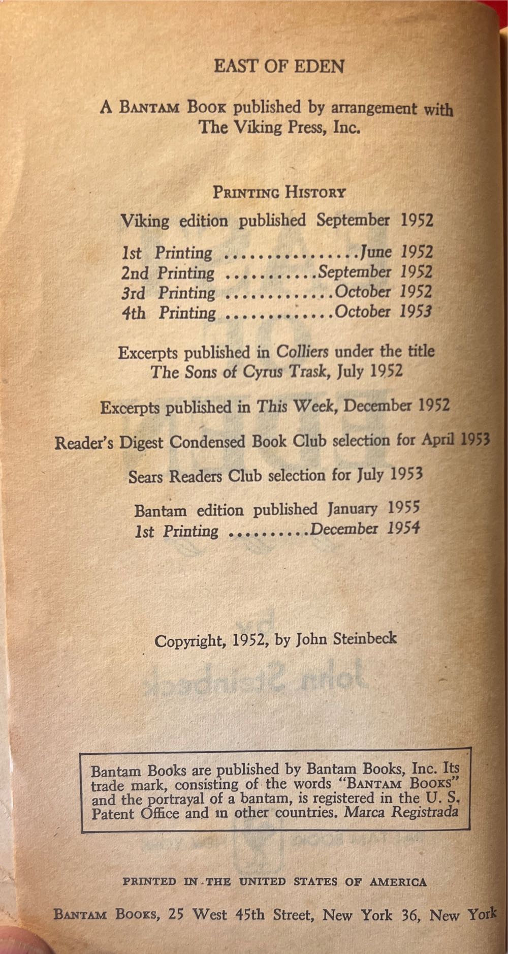 East Of Eden - John Steinbeck (Bantam Books - Paperback) book collectible - Main Image 3