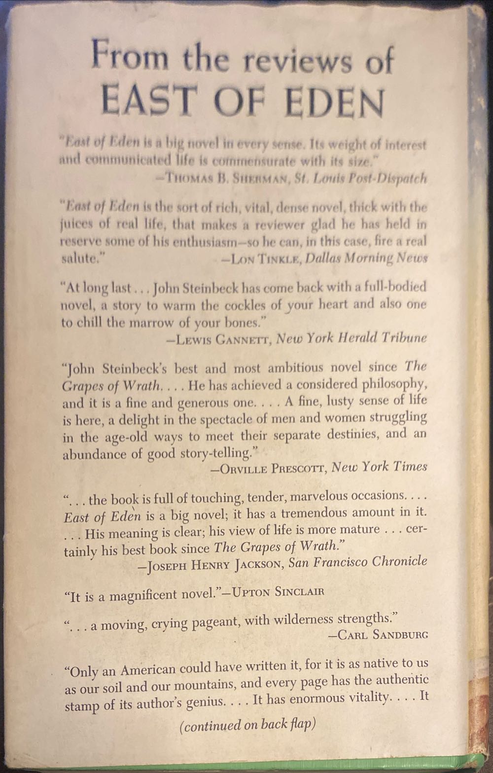 East Of Eden - John Steinbeck (Sears Readers Club - Hardcover) book collectible - Main Image 2