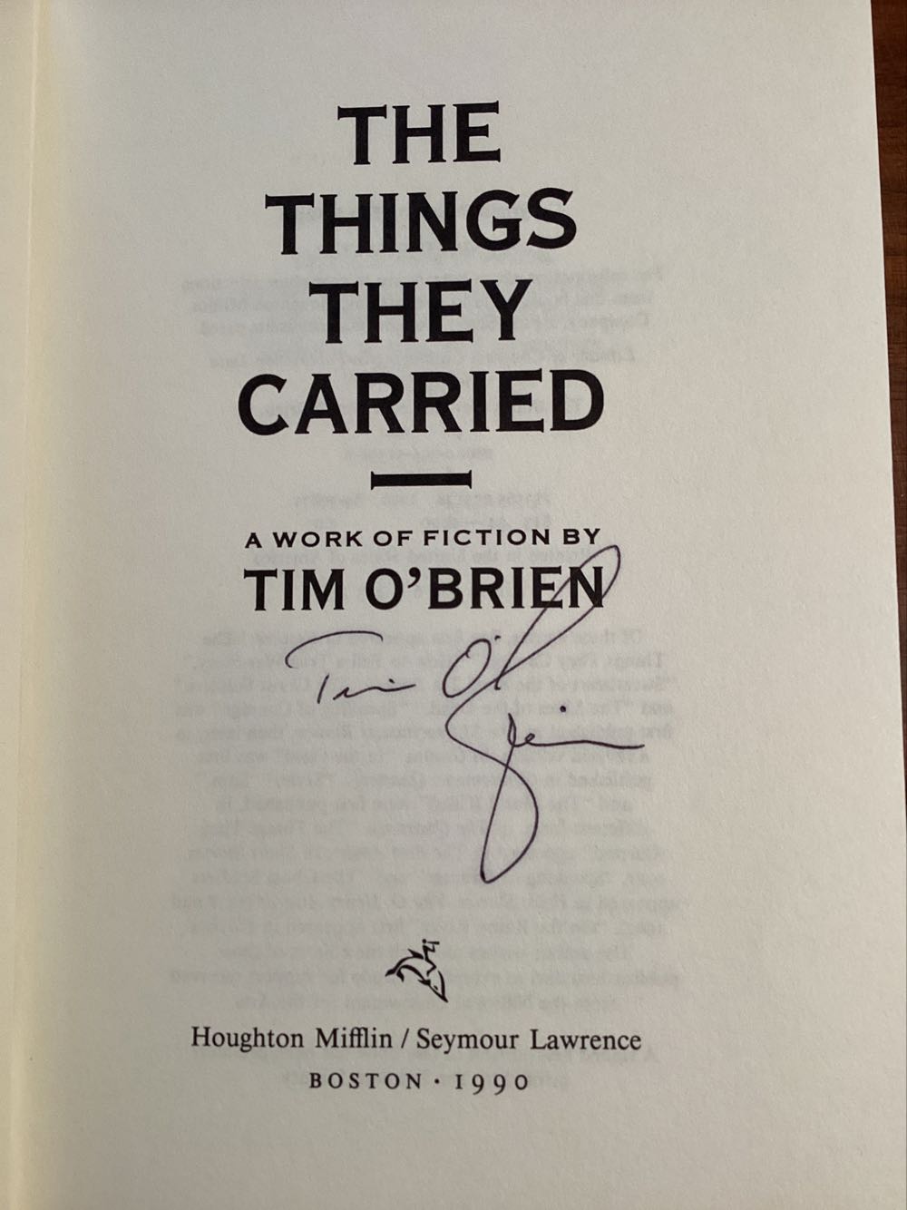 The Things They Carried - Tim O’Brien (Houghton Miflin/ Seymorur Lawwrence - Hardcover) book collectible [Barcode 9780395515983] - Main Image 2
