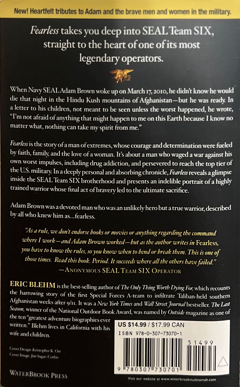 Fearless - Eric Blehm (WaterBrook Press - Paperback) book collectible [Barcode 9780307730701] - Main Image 2