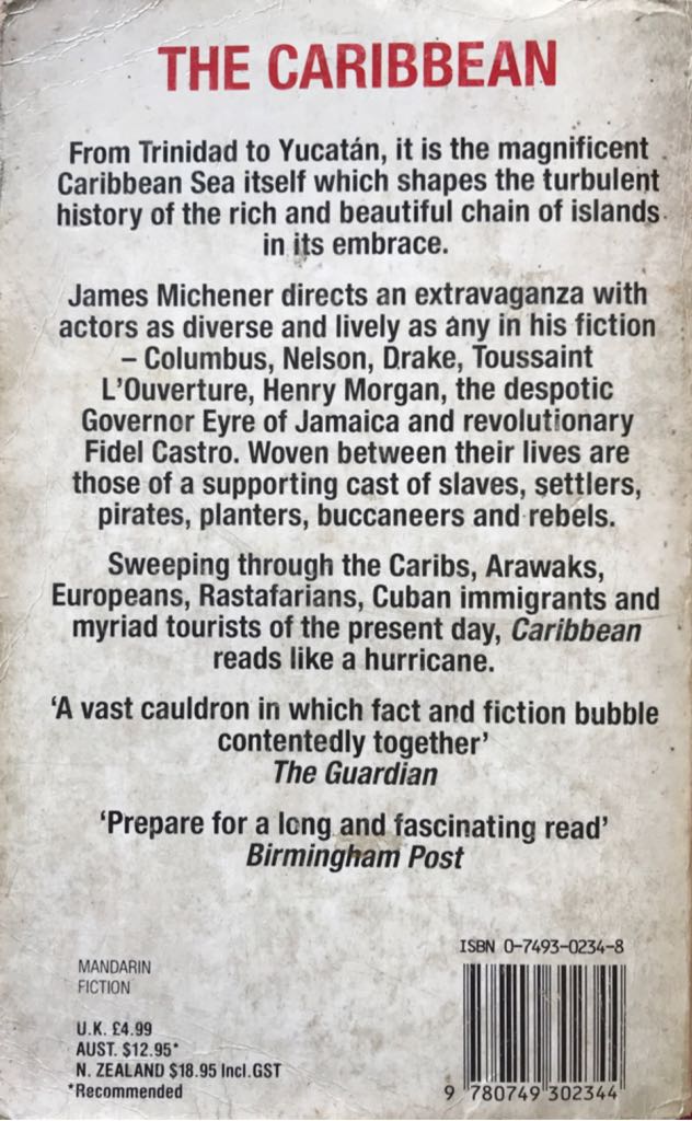 The Caribbean - James A Michener (Mandarin - Paperback) book collectible [Barcode 9780749302344] - Main Image 2