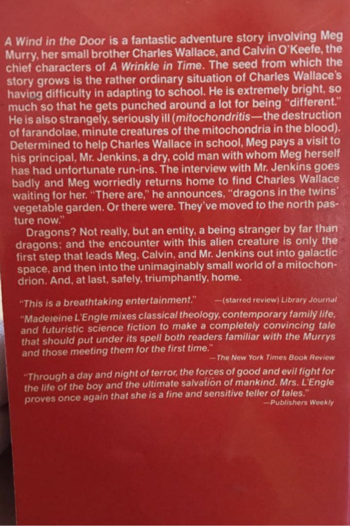 A Wind In The Door - Madeleine L’Engle (Farrar, Straus and Giroux - Hardcover) book collectible [Barcode 9780374384432] - Main Image 2