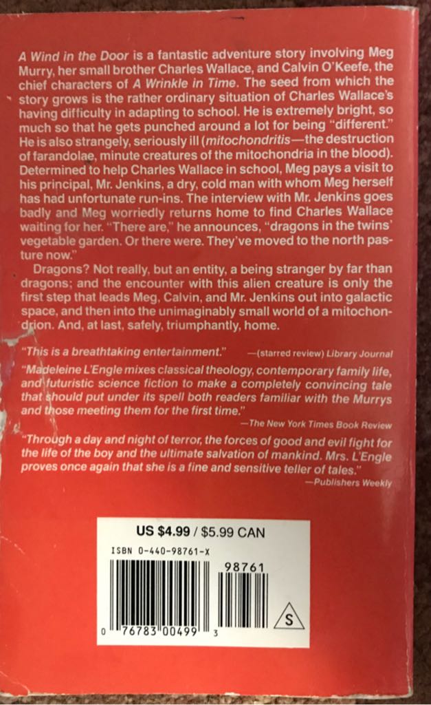 A Wind In The Door - Madeleine L’Engle (Bantam Double Dell Books For Young Readers - Paperback) book collectible - Main Image 2