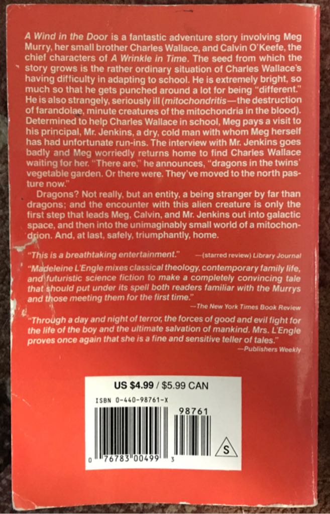 A Wind In The Door - Madeleine L’Engle (Bantam Double Dell Books For Young Readers - Paperback) book collectible - Main Image 2