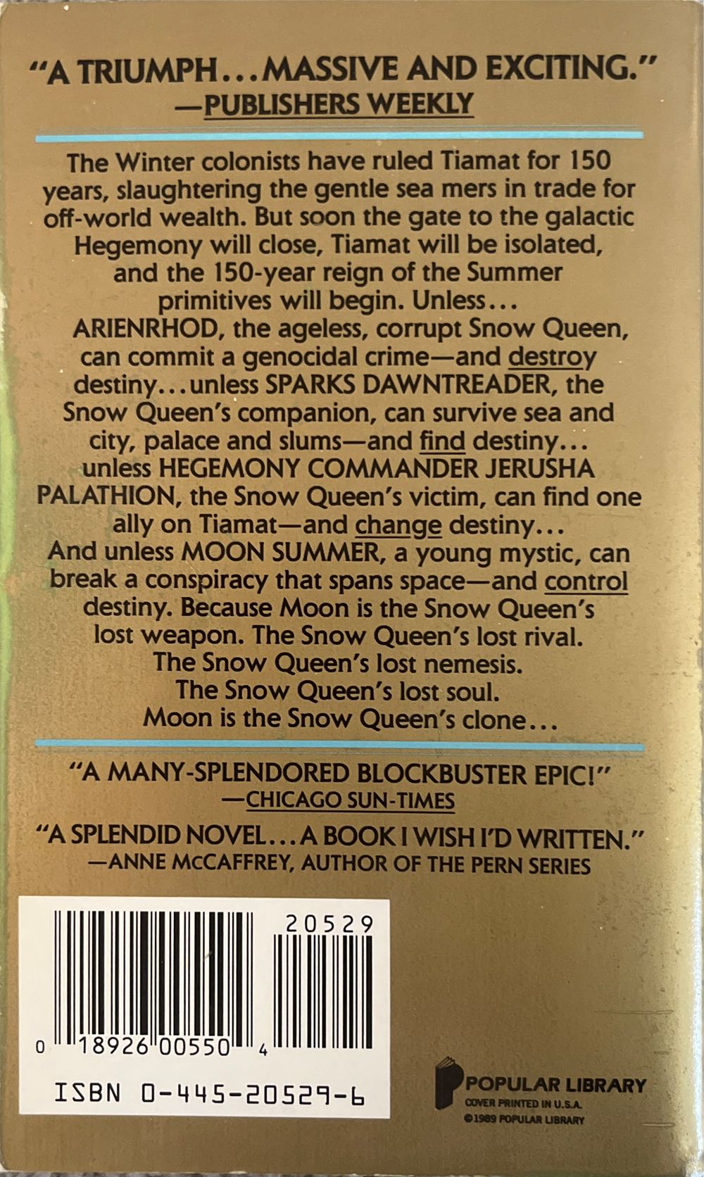 Snow Queen, The - Joan D. Vinge (Popular Library - Paperback) book collectible [Barcode 9780445205291] - Main Image 2