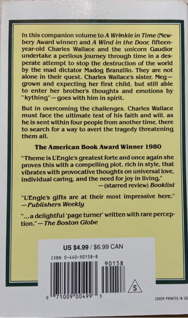 Swiftly Tilting Planet, A - Madeleine L’Engle (Laurel Leaf - Paperback) book collectible [Barcode 9780440901587] - Main Image 2