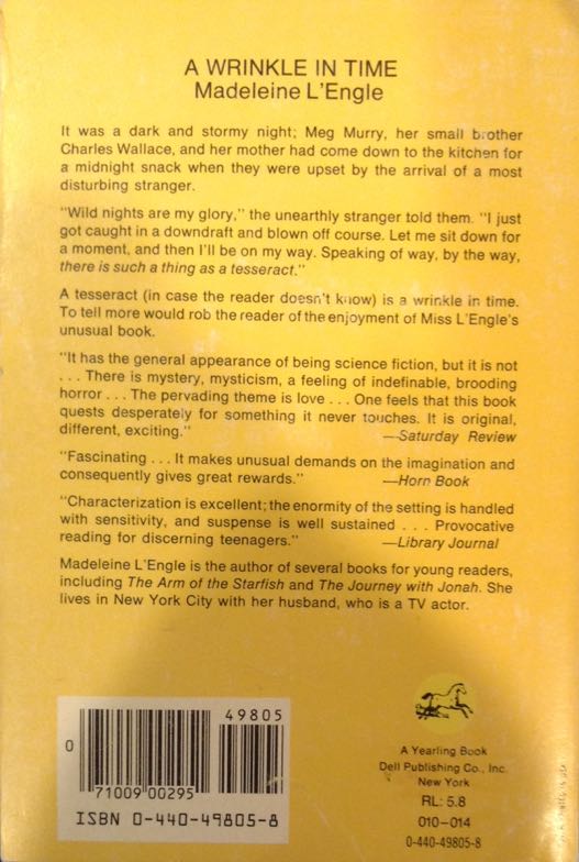 A Wrinkle In Time - Madeleine L’Engle (Dell Yearling - Trade Paperback) book collectible [Barcode 0440498058] - Main Image 2