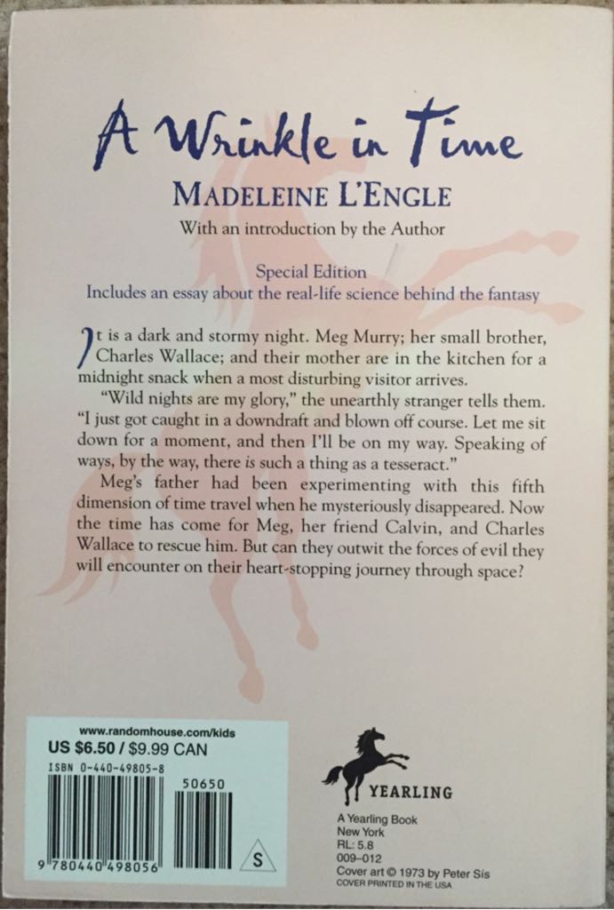 A Wrinkle In Time - Madeline l’engle (Yearling Books - Trade Paperback) book collectible [Barcode 9780440498056] - Main Image 2