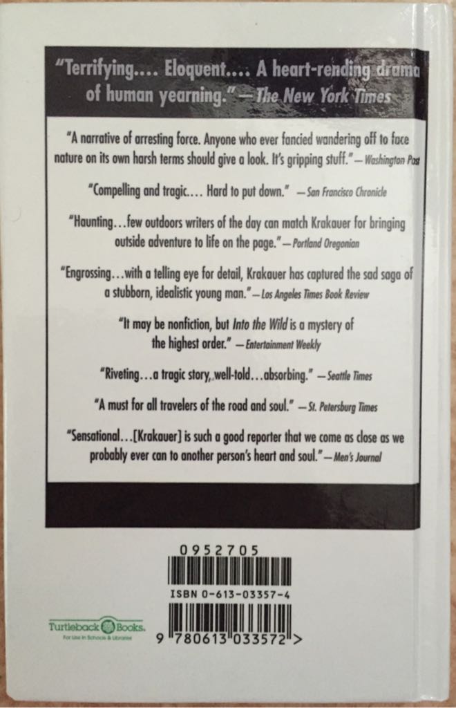 Into The Wild - Jon Krakauer book collectible [Barcode 9780613033572] - Main Image 2