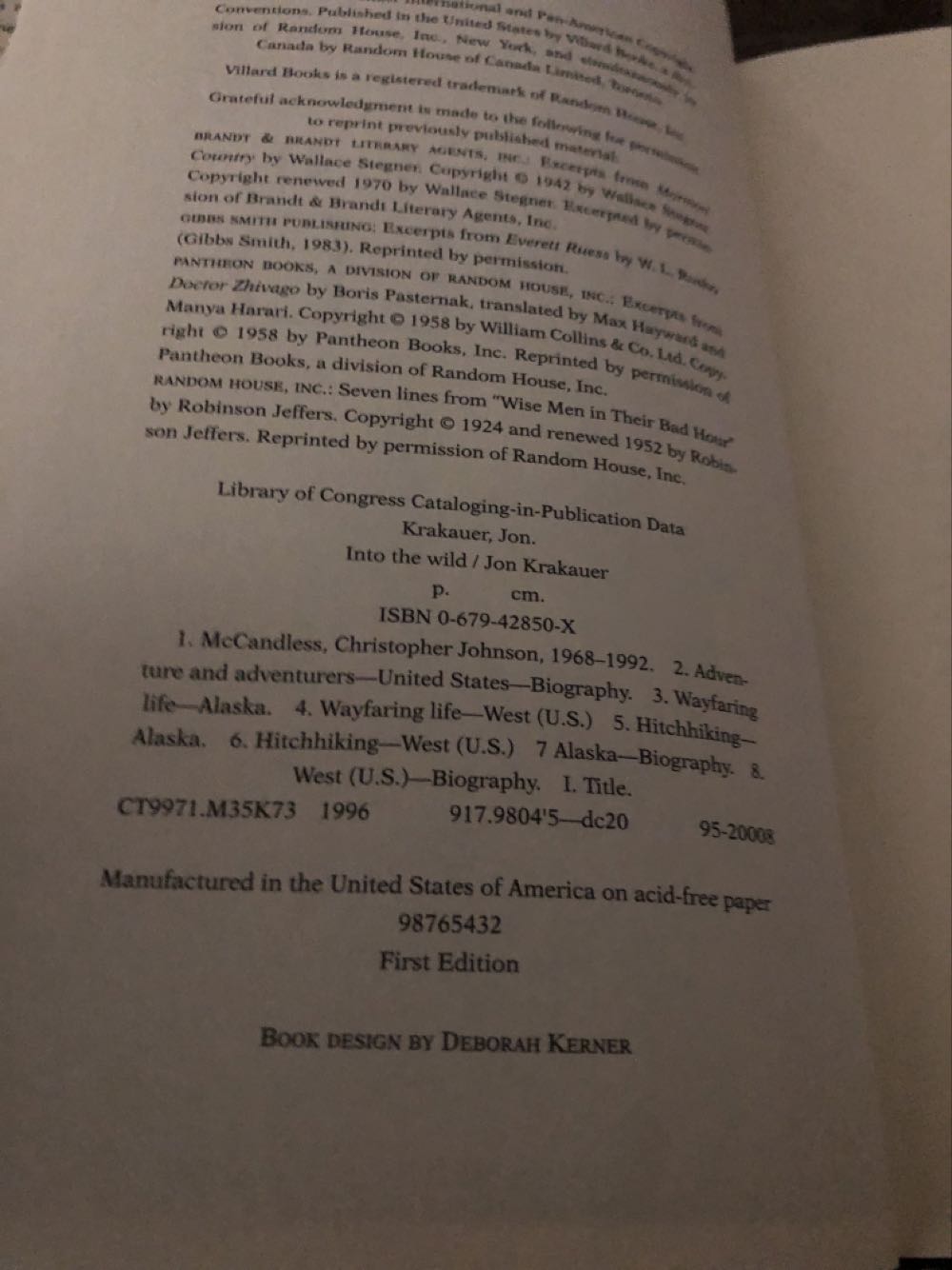 Into The Wild - Jon Krakauer (Villard - Hardcover) book collectible [Barcode 9780679428503] - Main Image 4