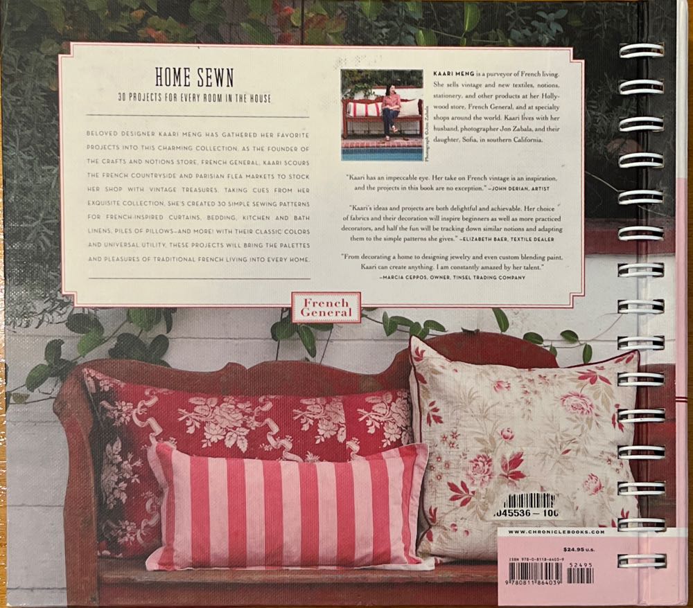 French General Home Sewn: 30 Projects for Every Room in the House - Meng, Kaari (Chronicle Books - Spiral Binding) book collectible [Barcode 9780811864039] - Main Image 2