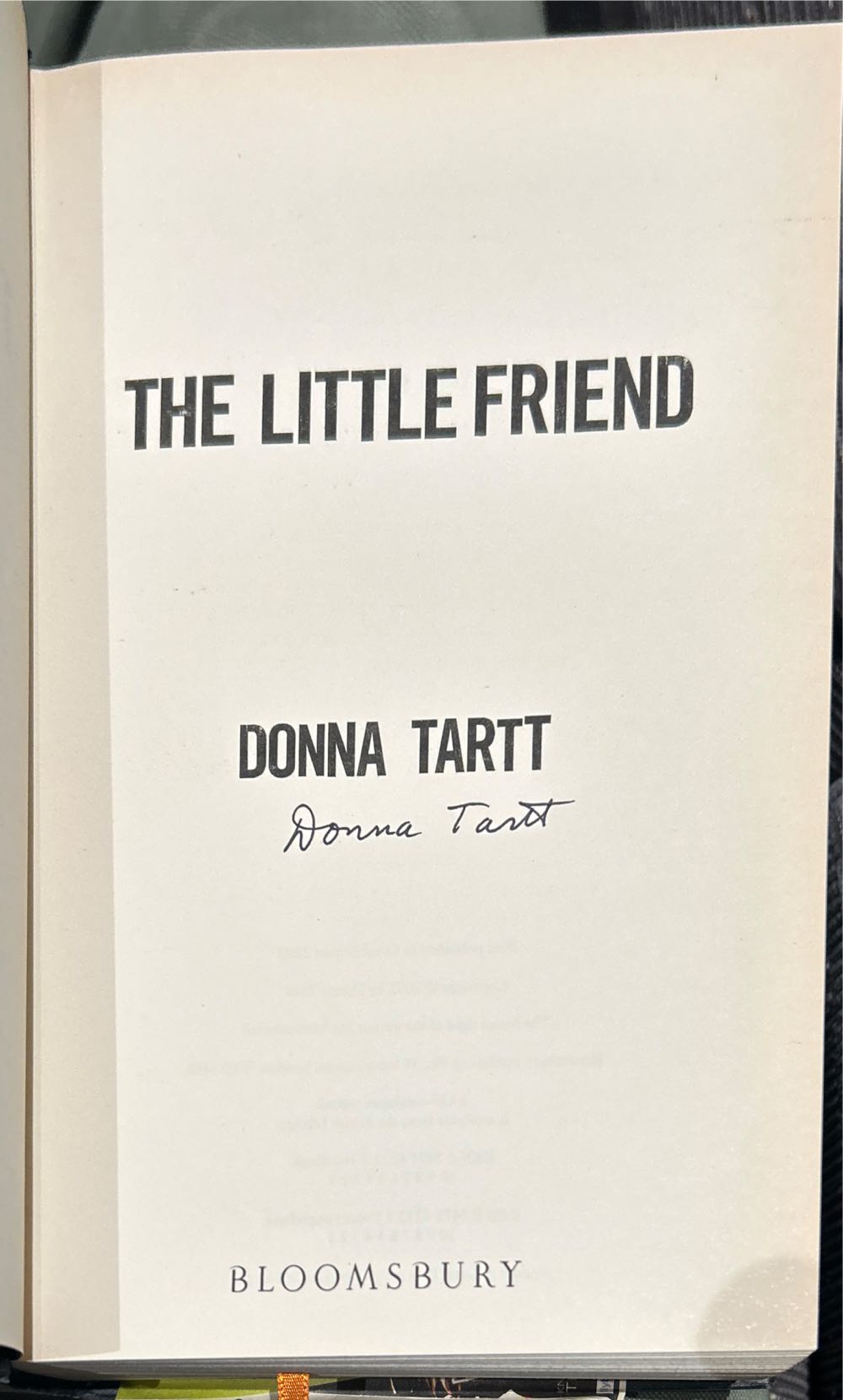 Little Friend, The - Donna Tartt (Bloomsbury - Hardcover) book collectible [Barcode 9780747562115] - Main Image 2
