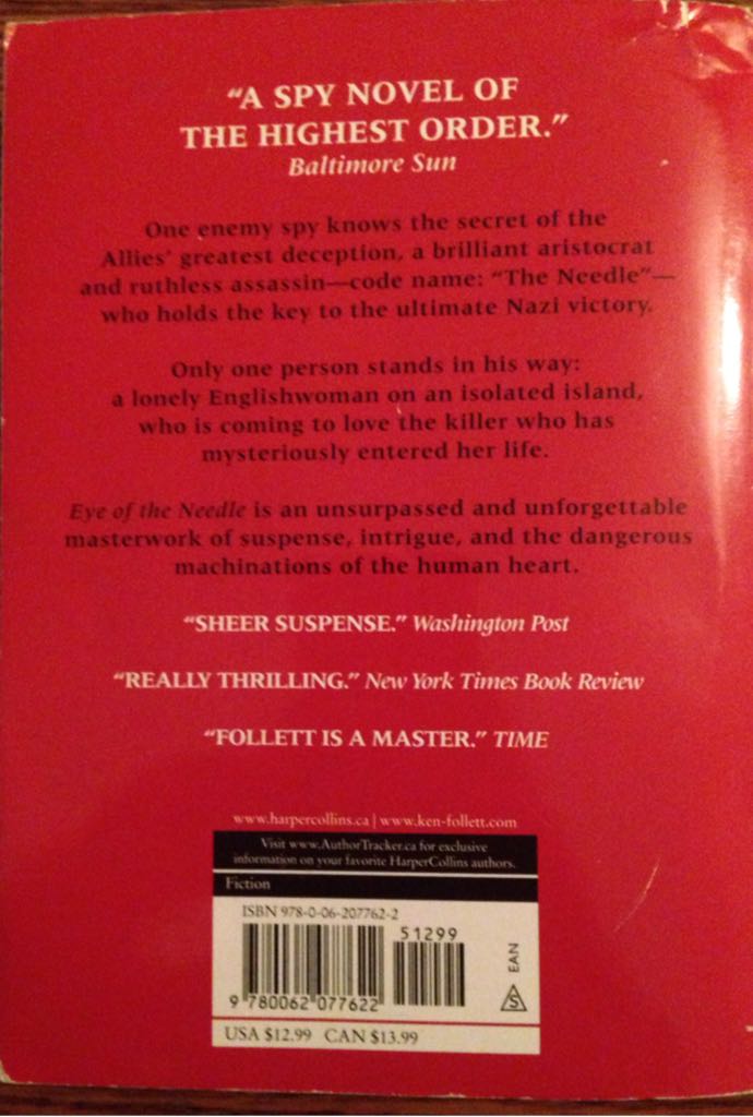 Eye Of The Needle - Ken Follett (HarperCollins - Paperback) book collectible [Barcode 9780062077622] - Main Image 2