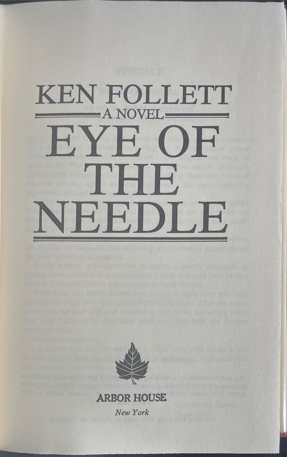 Eye Of The Needle - Ken Follett (Arbor House - Hardcover) book collectible [Barcode 9780877951865] - Main Image 3