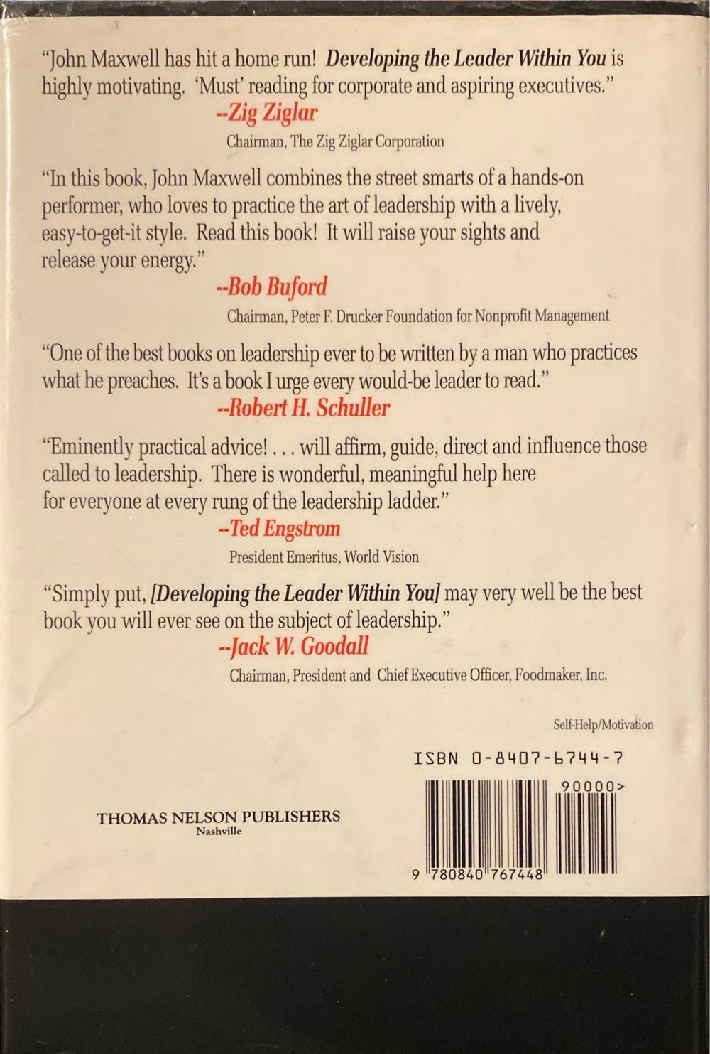 Developing The Leader Within You - John C. Maxwell (Thomas Nelson Publishers - Hardcover) book collectible [Barcode 9780840767448] - Main Image 2