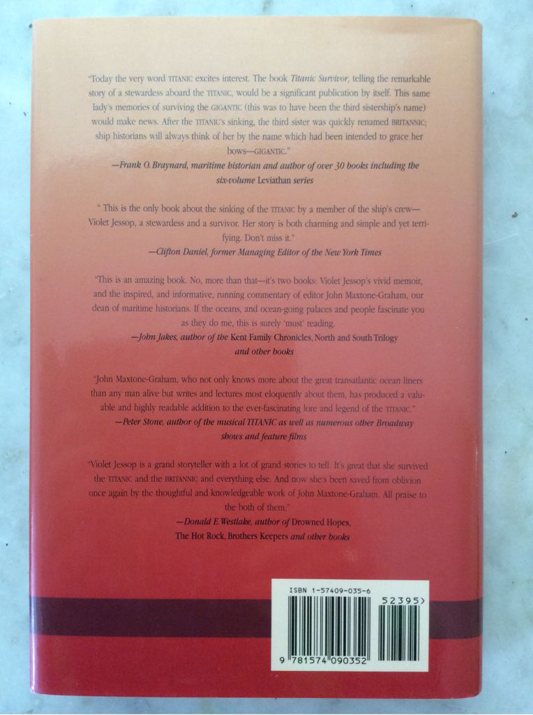 Titanic Survivor - Violet Jessop (Sheridan House Inc - Hardcover) book collectible [Barcode 9781574090352] - Main Image 2