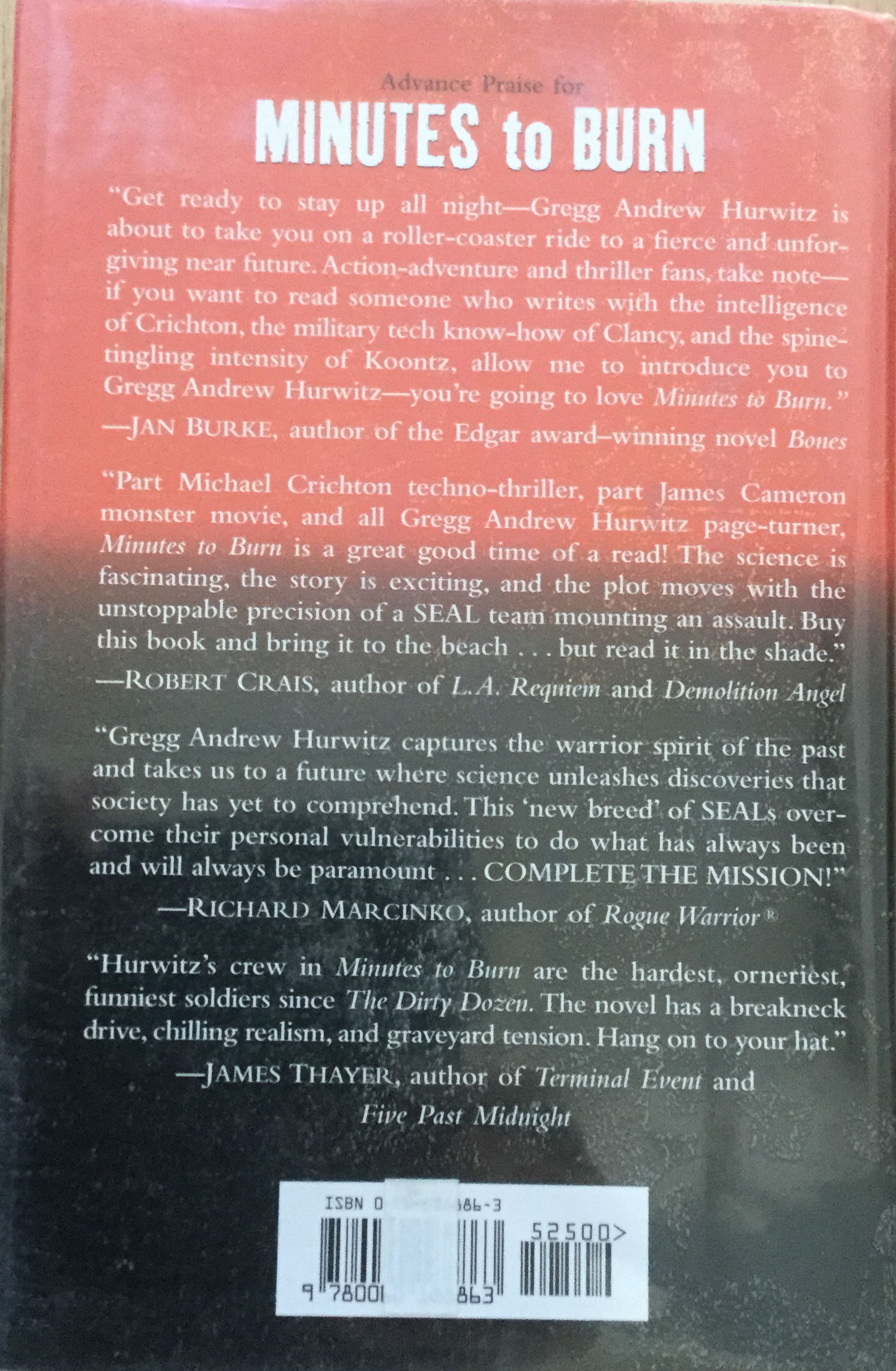 Minutes To Burn - Gregg Hurwitz (Cliff Street Books - Hardcover) book collectible [Barcode 9780060188863] - Main Image 2