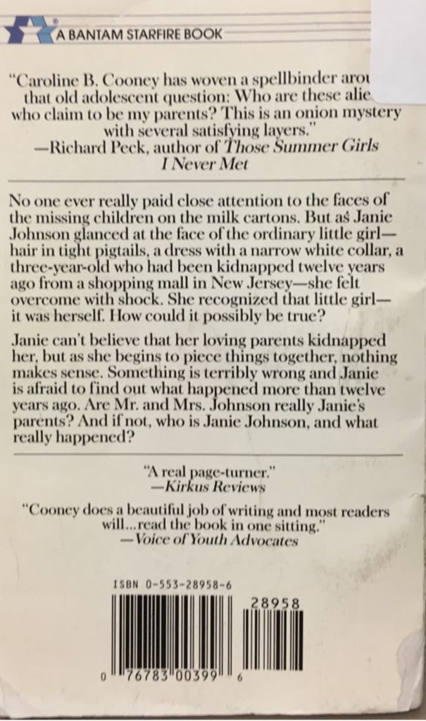 The Face on the Milk Carton - Caroline B. Cooney (Starfire - Paperback) book collectible [Barcode 9780553289589] - Main Image 2