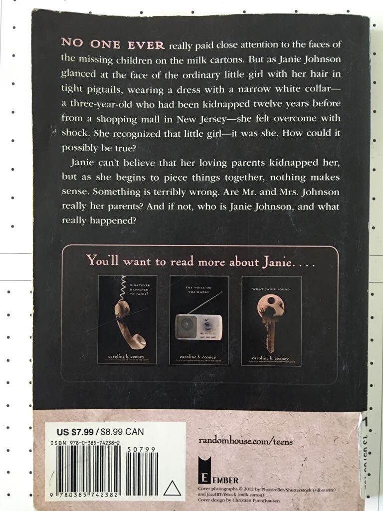 The Face On The Milk Carton - Caroline B Cooney book collectible - Main Image 2