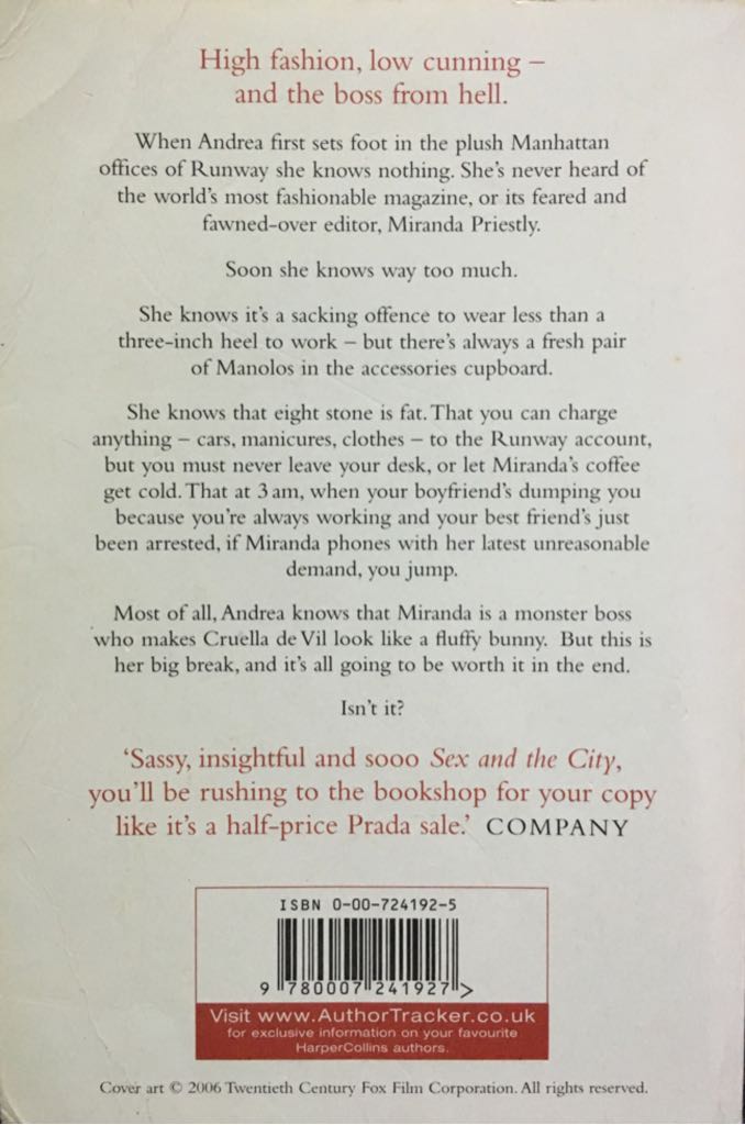 The Devil Wears Prada - Lauren Weisberger (HarperCollins Publishers - Paperback) book collectible [Barcode 9780007241927] - Main Image 2