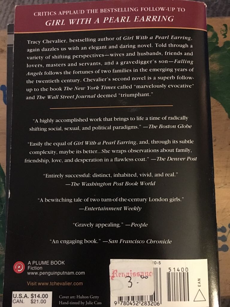 Falling Angels - Tracy Chevalier (Plume - Trade Paperback) book collectible [Barcode 9780452283206] - Main Image 2